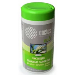 Чистящие салфетки в пластиковой тубе Cactus 100шт для  экранов и оптики  (CS-T1001) [1]