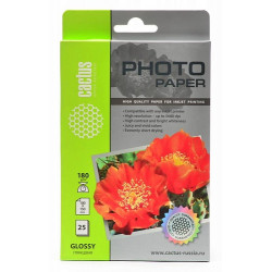 Фотобумага Cactus CS-GA618025 10x15/180г/м2/25л./белый глянцевое для струйной печати [1]