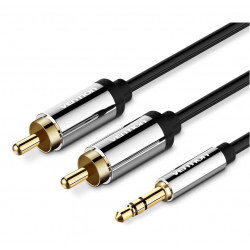 Кабель аудио Vention (3.5mm Jack M - 2RCA M) длина 1.5м. черный [1]