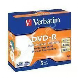 Матрица DVD-R 4.7Gb Verbatim 8X Jewel Case (5) ARCHIVAL GOLD PHOTO PRINTABLE  HARD COAT (43638) [2]