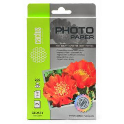 Фотобумага 10x15 Cactus CS-GA620025 200г/м2 25л. белый глянцевое для струйной печати [тема2]